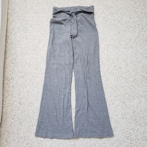 Aerie gray rib knit lounge wide leg pants with waist tie
